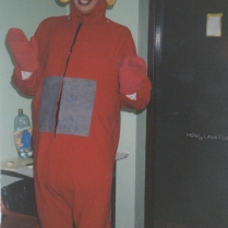 Kevin Howard, Marcher Sound local radio presenter, as Sarah the Cook masquerading as Teletubby Po! 