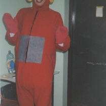 Kevin Howard, Marcher Sound local radio presenter, as Sarah the Cook masquerading as Teletubby Po! 