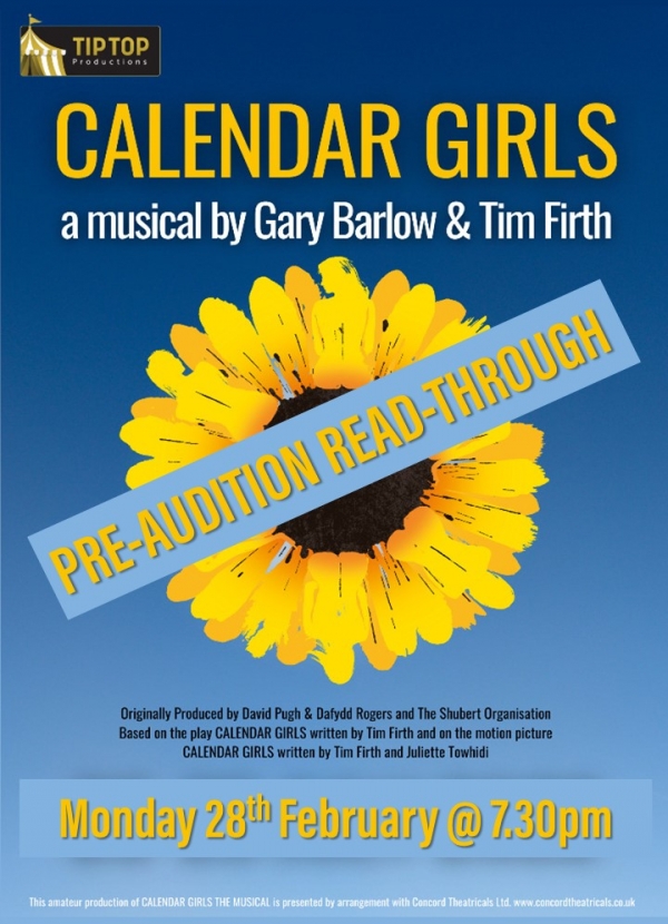 Calendar Girls Pre audition Read through At Tip Top Productions Chester